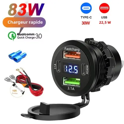 Image de Chargeur Voiture USB 117W Double PD & QC 3.0