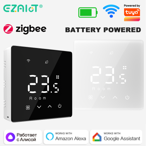 Immagine di Termostato Intelligente WiFi Zigbee Tuya per Caldaia a Gas e Acqua: Regolazione Wireless con Batteria, Compatibile con Alexa, Google Home e Alice