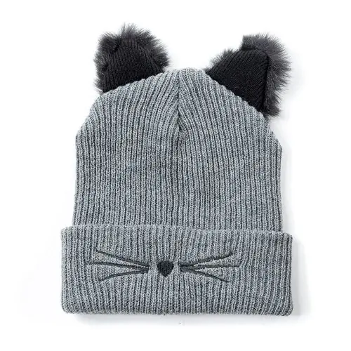 Image de Bonnet Chat Mignon avec Oreilles - Chapeau Hiver pour Femmes