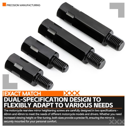 Afbeelding van 2 Stuks Langere Uitbreiding Zwarte Motorfiets Achteruitkijkspiegel Adapter M8 8 Mm M10 10 Mm Anti Rechtsom Rechts linkse Draad Veranderende Schroef