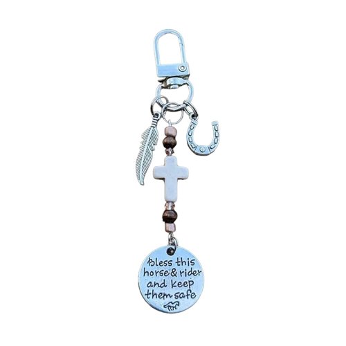 Immagine di Clip di Fascino per Sella e Briglia di Cavallo - 'Bless This Horse and Rider, Keep Safe' - Charme Protettivo per Cavalli e Cavalieri, Regalo Ideale per Appassionati di Equitazione