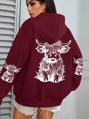 Image de Sweat à Capuche Vache Mignon - Style Y2K