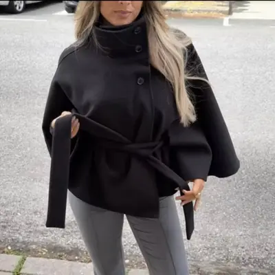 Image de Poncho Vintage Femme Col Montant - Style Streetwear Automne