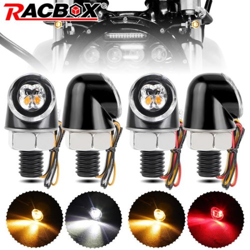 Imagen de Mini luz LED de intermitente para motocicleta de 8mm, indicador DRL de aluminio, luz delantera y trasera, lámpara de freno trasero para Cafe Racer Bobber Chopper