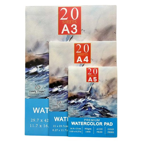 Image de Bloc Aquarelle Premium A3/A4/A5 - 140 lb, 20 Feuilles