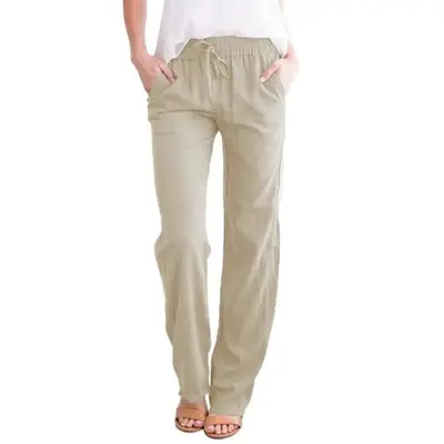 Pantalon Femme Coton Lin Baggy Confortable