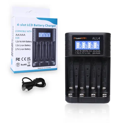 Image de Chargeur de Batterie 4 Places LCD - AA, AAA, 1.2V NiMH, 3.7V Li-ion