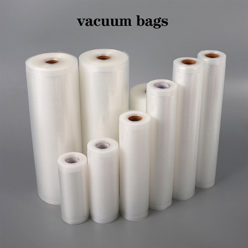 Immagine di 1 rotolo di sacchetti sottovuoto per alimenti, 500 cm per rotolo, riutilizzabili, senza BPA, sacchetti sottovuoto per alimenti per conservare le vacanze Preparazione dei pasti Sous Vide
