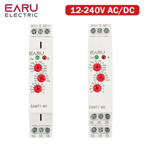 Image of 16A Multifunction Time Relay with 10 Preset Functions, 0.1 Second to 10 Days Timing, AC/DC 12V-240V, DIN Rail Mountable for Industrial and Home Automation