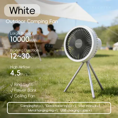 Image de Ventilateur Portable Rechargeable 10000mAh avec Éclairage LED