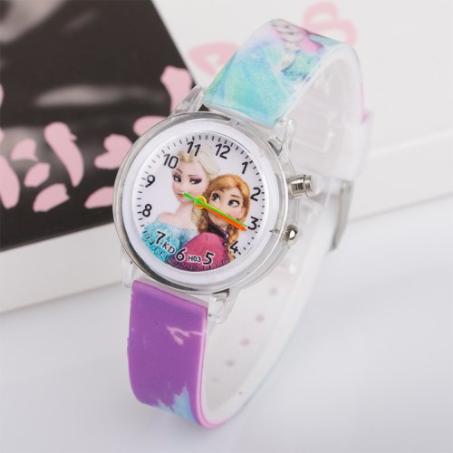 Afbeelding van Disney Frozen Prinses Elsa Kinderhorloge met Kleurrijke LED-Lichtjes - Cartoon Horloge voor Jongens en Meisjes, Ideaal als Kindergift