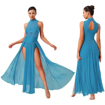Image de Robe de Danse Élégante avec Strass et Fente