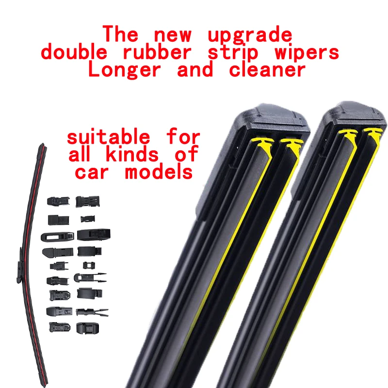 Afbeelding van Auto Ruitenwisser Blades Universele Zachte Dubbele Laag Rubber Frameless Bracketless Auto Ruitenwissers 14 "16" 19 "20" 21 "22" 24 "26"