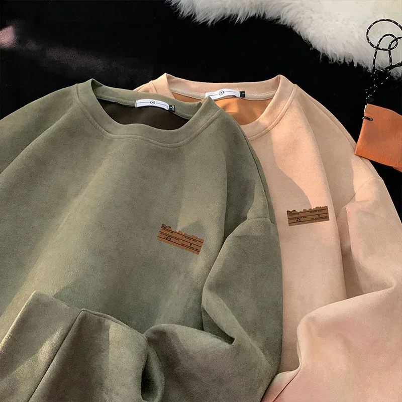 Bild von Retro Japan Sweatshirt Herren – Streetwear O-Neck Pullover aus Wildleder