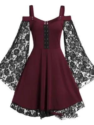 Image de Robe Gothique Noire à Une Épaule - Style Punk Vintage