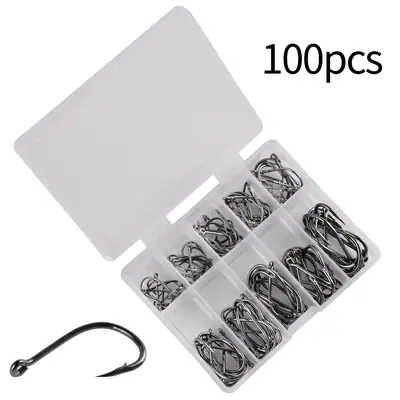 Image de 100 Hameçons Pêche - Acier au Carbone & Barbelés