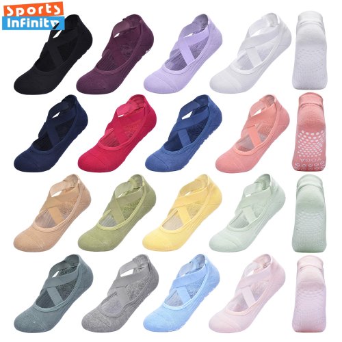 Afbeelding van Dameshanddoeken Bodem Kruisbandjes Yoga Sokken Dames Ballet Dans Fitness Sportsokken Antislip Professionele Pilates Sokken Vrouw