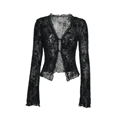 Image de Chemise Élégante à Manches Trompette en Soie