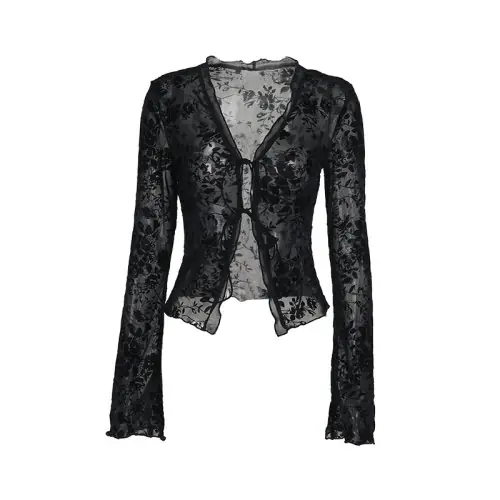 Image de Chemise Élégante à Manches Trompette en Soie