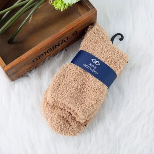 Imagen de Calcetines mullidos y cálidos para hombre, calcetín de toalla de terciopelo Coral elástico suave, té...
