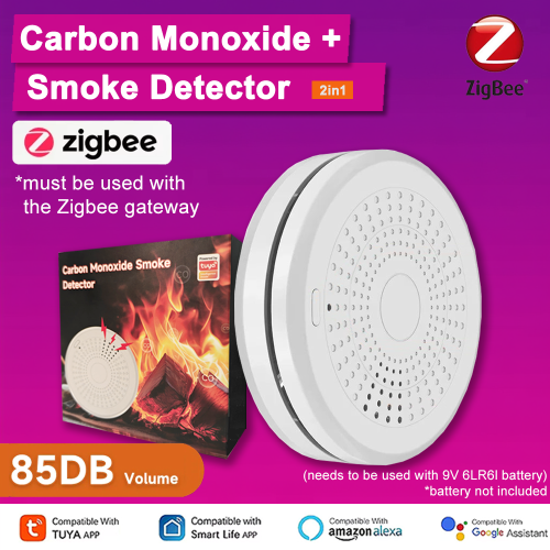 Afbeelding van Tuya Zigbee 2-in-1 Slimme Rook- en Koolmonoxide Detector met Alarmfunctie voor Smart Home Veiligheid