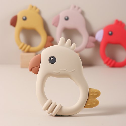 Afbeelding van Kleurrijke Papegaai Bijtring van Food Grade Siliconen - BPA-Vrij Baby Tandjes Speelgoed voor Natuurlijke Teething Verlichting