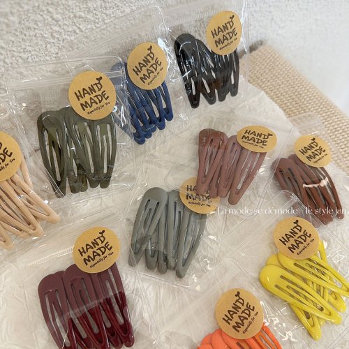 Bild von Handgefertigte Haarspangen-Set mit Wassertropfenform – Einfarbig in Milch- und Kaffee-Tönen für Kinder und Mädchen