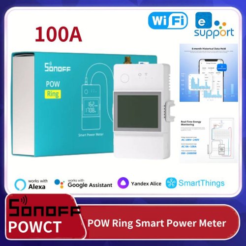 Afbeelding van Slimme Energie Meter met 100A Transformator - Sonoff POW RING