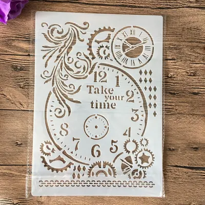 Image de Pochoir Horloge A4 - Décoration Murale & Scrapbooking