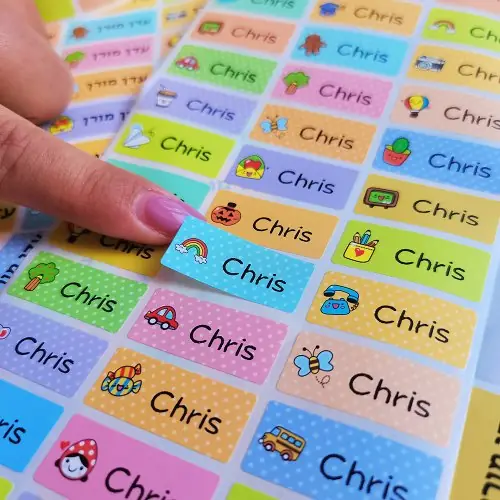 Image de Étiquettes nomades colorées 30x13mm - Autocollants imperméables pour enfants