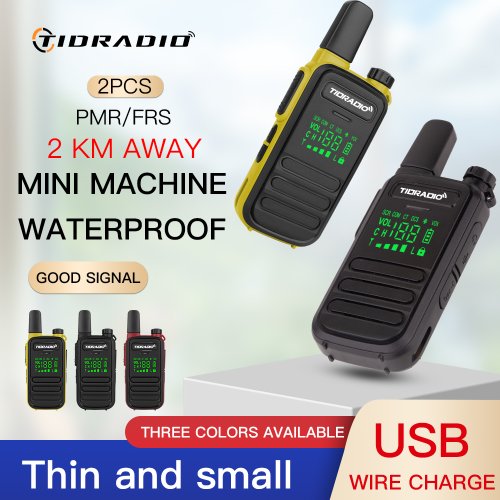 Imagen de Walkie Talkie Portátil Tidradio PMR446 con 2 Unidades, Impermeable IP55, Sin Licencia, Programación Inalámbrica y Canal NOAA