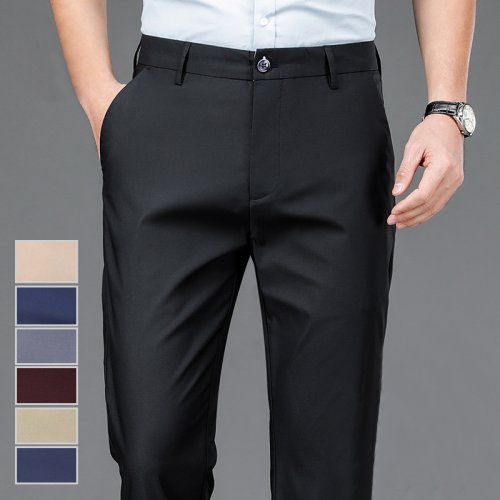 Spodnie męskie Stretch Solid Black Smart Casual Męskie spodnie biurowe Szybkoschnące spodnie garniturowe Nowe wiosenne jesienne koreańskie proste spodnie