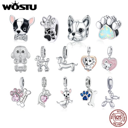 Image de Pendentif Chien en Argent Sterling 925 avec Zircons
