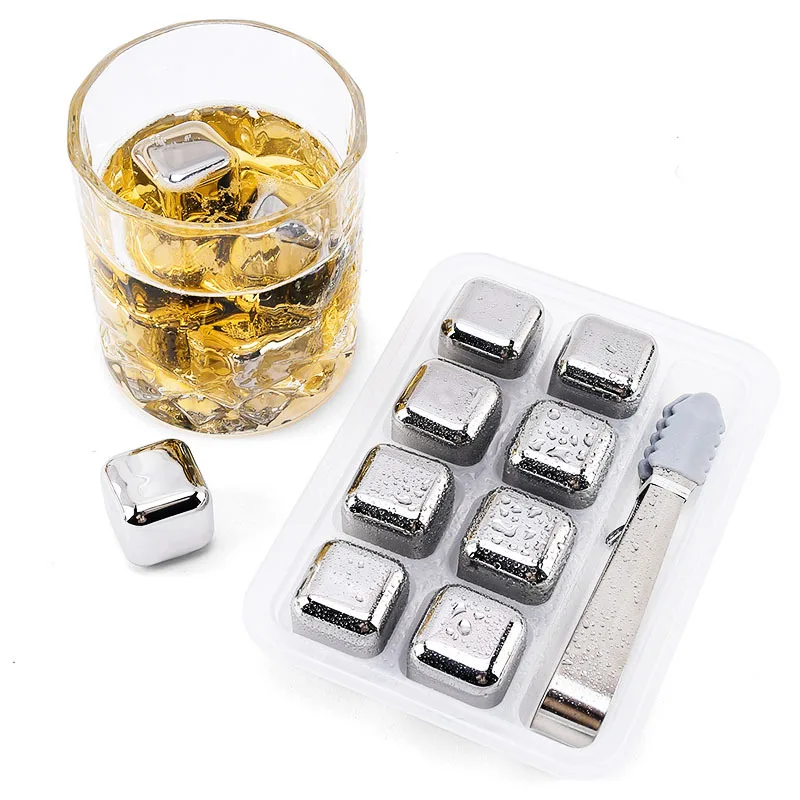 Immagine di Set di Cubetti di Ghiaccio in Acciaio Inossidabile Riutilizzabili – Pietre di Raffreddamento per Whisky, Vino e Bevande Freddo, Ideali per Bar e Feste