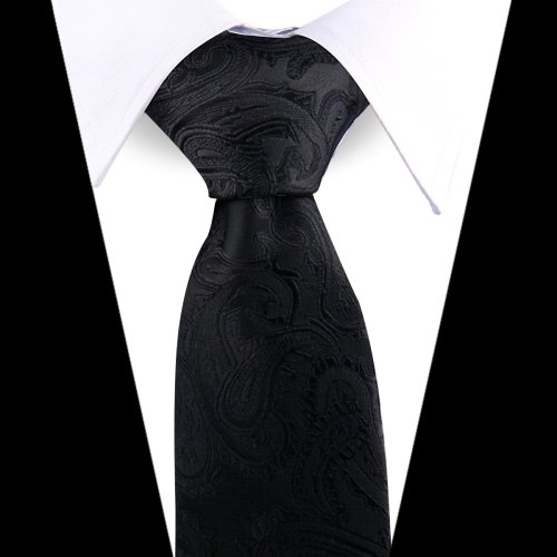 Afbeelding van Man stropdas gloednieuwe mode paisley zwarte stropdas oranje donkerblauw gravata voor mannen slanke paisley bloemen fit bruiloft werkplek nek