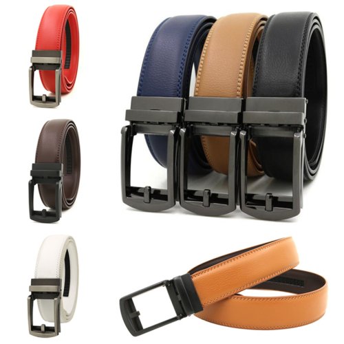 Bild von Echtes Leder Herrengürtel mit Automatischer Schnalle – Premium Rindsleder Gürtel für Business und Casual Look, Luxus Designergürtel 3,5 cm Breit