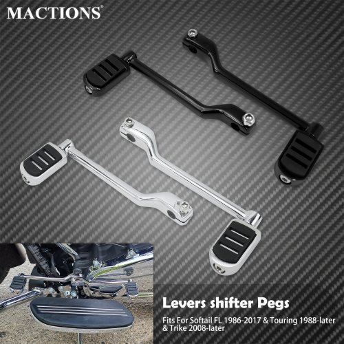 Imagen de Palanca de Cambio de Talón para Motocicleta con Pedal Delantero y Trasero y Clavijas de Cambio Compatible con Harley-Davidson Touring, Softail, FL, Trike, Road King, Glide y FLH