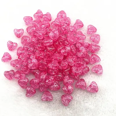 Image de Perles Coeur Acrylique Craquelé 10mm - Lot de 30