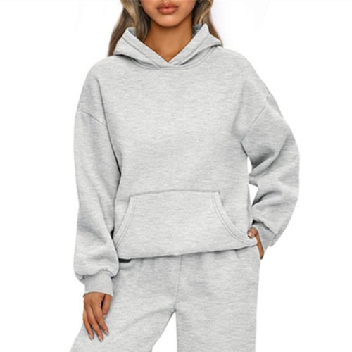 Afbeelding van Lange Mouwen Losse Hoodie voor Dames - Effen Kleur Casual Sport Trui Herfst Winter Mode