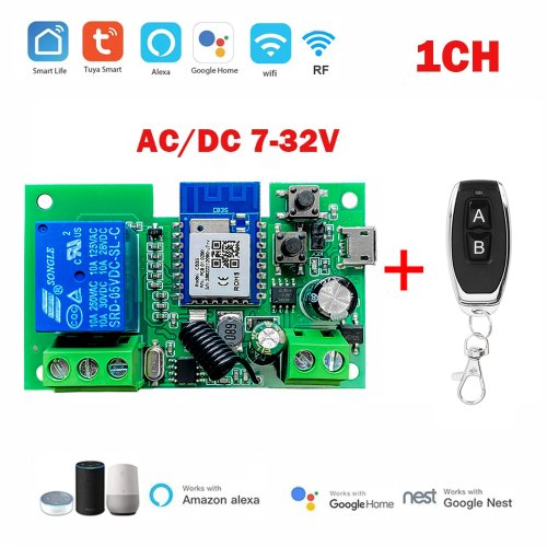 Imagen de Controlador Inteligente para Puerta de Garaje con Conexión WiFi, Compatible con Alexa, Google Home y Aplicaciones SmartLife y Tuya, Control por Radiofrecuencia 433 MHz