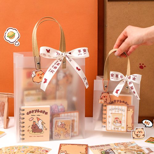 Image of Adorable Kawaii Capybara Stationery Set with Cartoon Design – Cute Handbag Style for Students and Office Use