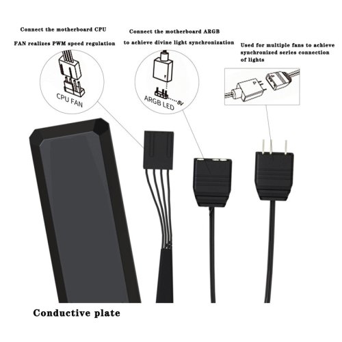 Immagine di ICE Whale WX-1 Ventola di raffreddamento per custodia per PC con giuntura a filo ARGB Effetto luce c...
