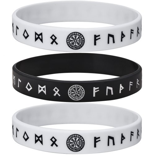 Image de Bracelet Viking Silicone Homme - Rune & Boussole Nordique