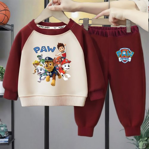 Image of Paw Patrol Baby Boys O-Neck Spliced Long Sleeve Hoodie and Sweatpants 2-Piece Set – Casual Spring and Autumn Outfit for Toddlers