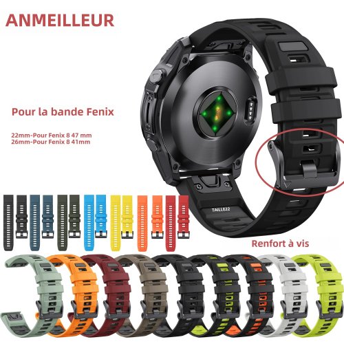 Zdjęcie Silikonowy Pasek QuickFit 26/22 mm – Dwukolorowy dla Garmin Fenix i Tactix