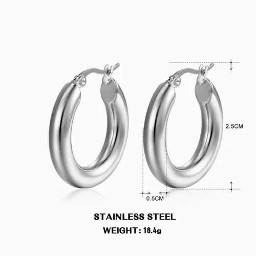Image de Boucles d'oreilles Huggie en Acier Inoxydable - Style Vintage