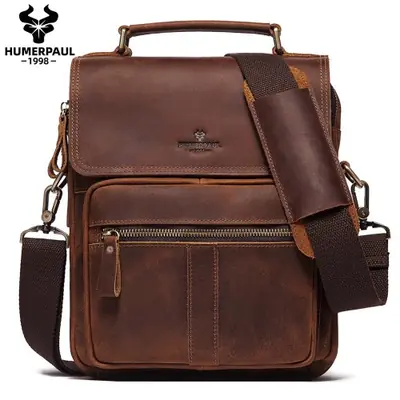 Image de Sac Bandoulière Homme Cuir Vintage - Élégant & Pratique