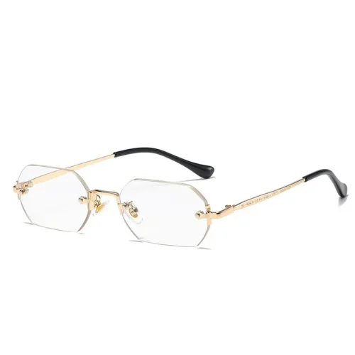 Immagine di Occhiali da sole poligonali senza montatura vintage Donna Uomo Designer di marca di lusso Occhiali d...