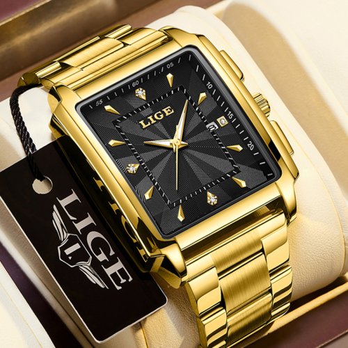 Immagine di Orologio da Uomo Lige Quadrato Sportivo Impermeabile con Cronografo al Quarzo - Stile Militare di Lusso per Affari e Attività All'Aperto
