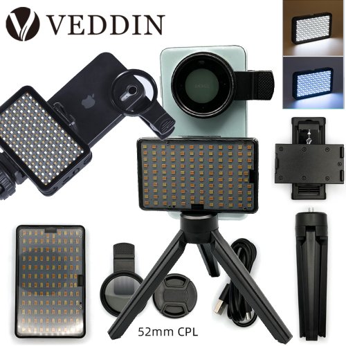 Image of Professional Tattoo Fill Light with 120 LED Beads, 52mm CPL Lens Filter for Clear Tattoo Photography, Compatible with Any Smartphone